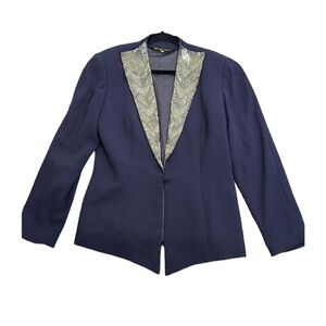 Parigi soir navy blue beads blazers size L